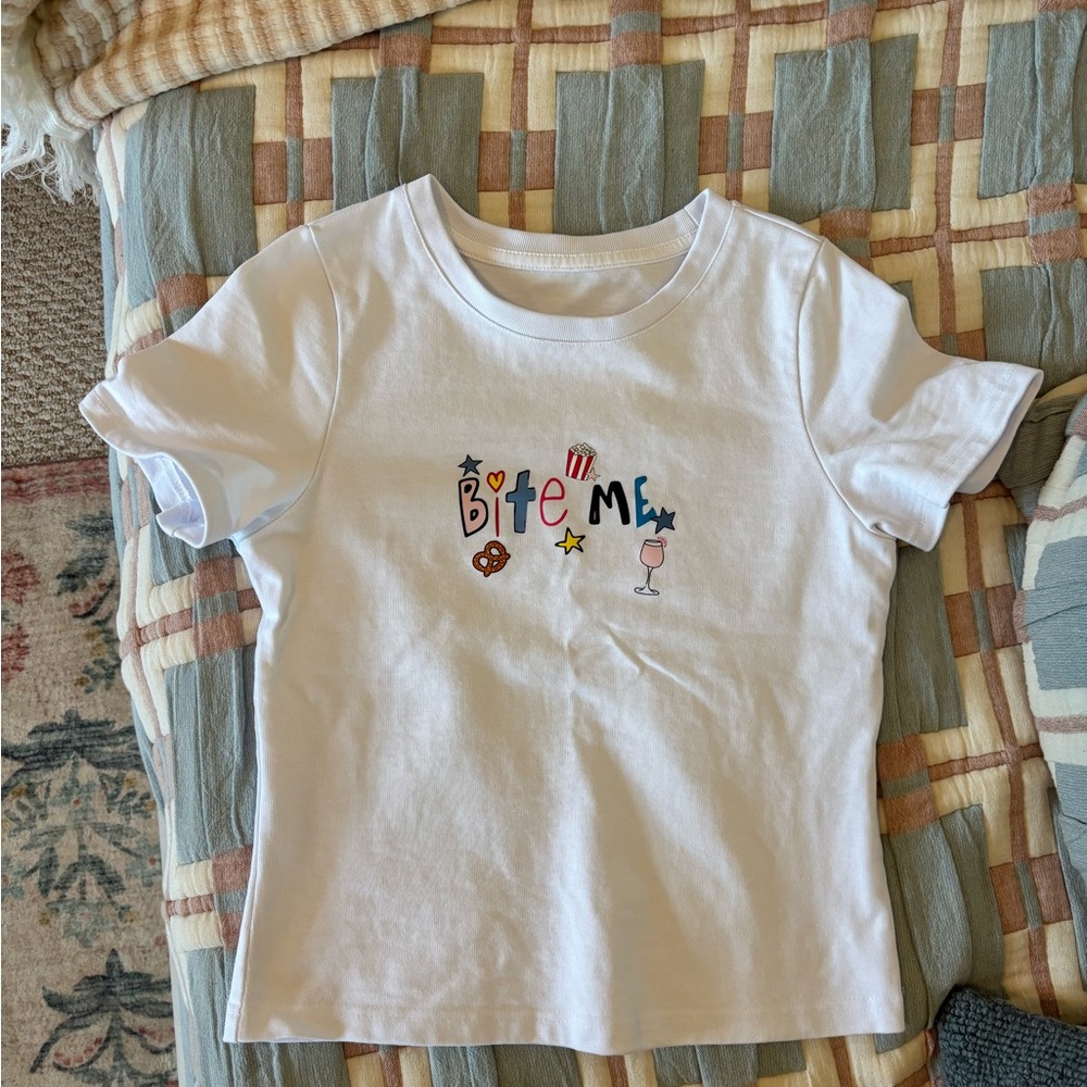 “Bite Me” White Baby Tee